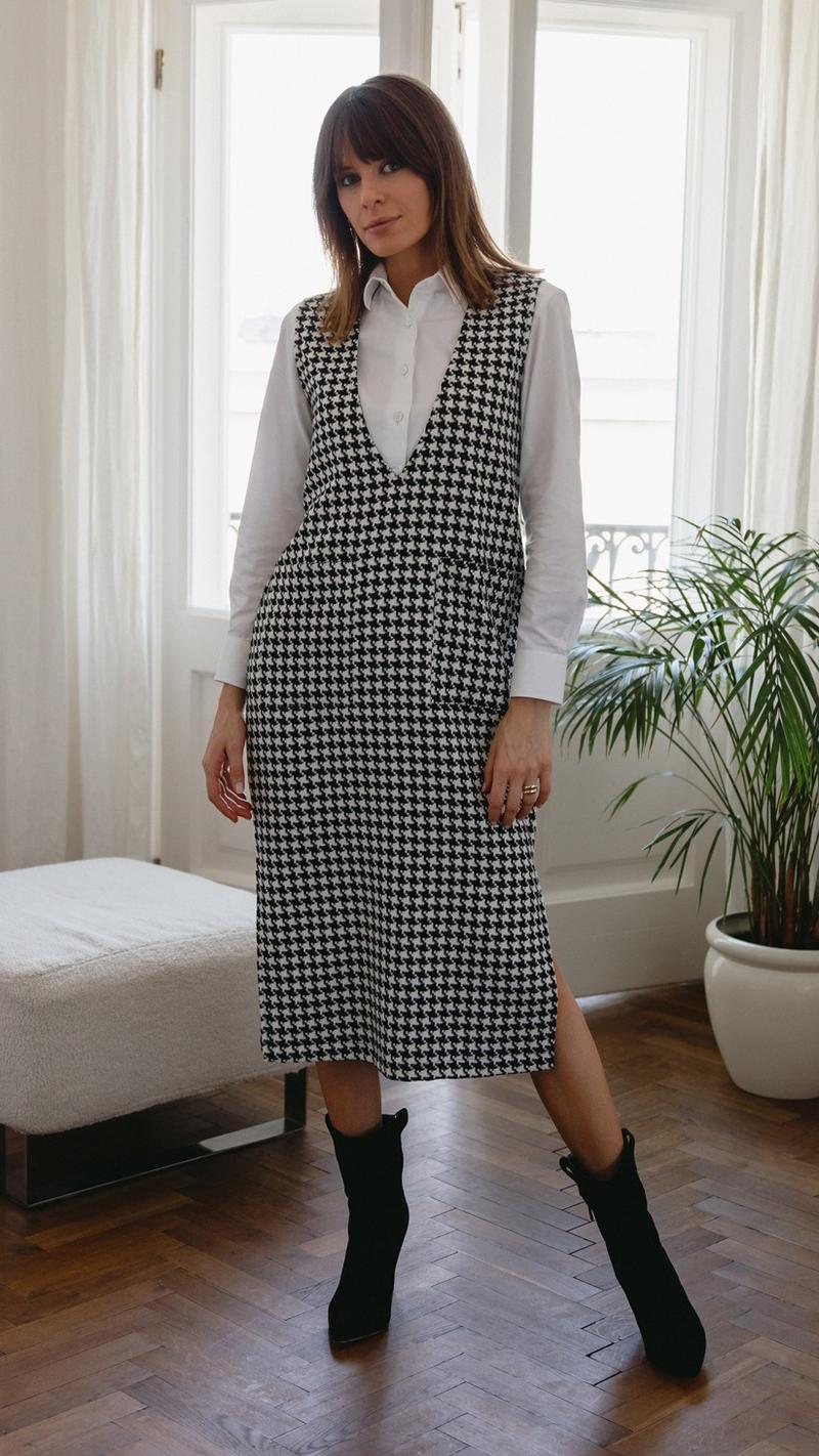 Stylizacje z sukienką w pepitkę